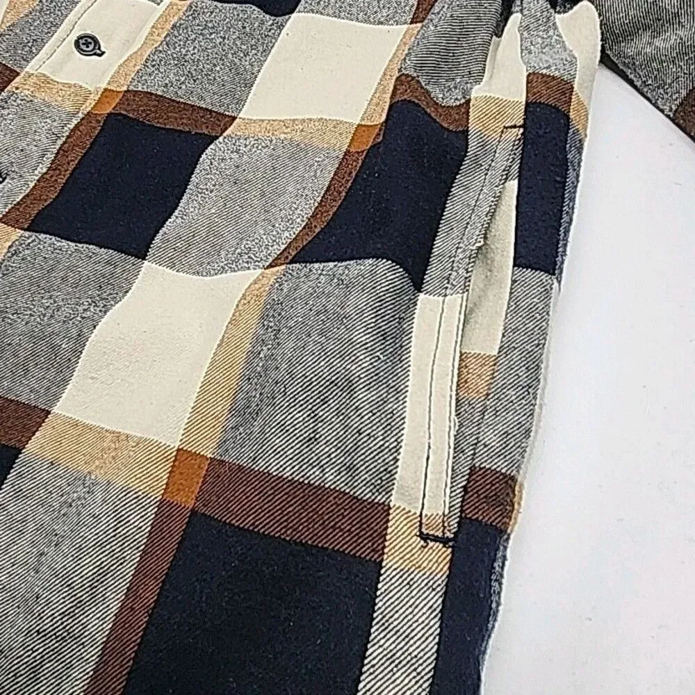 Levi Strauss Jacket Coat Quilt Lined Men Sz XL Zip Button Blue Tan Plaid Pockets